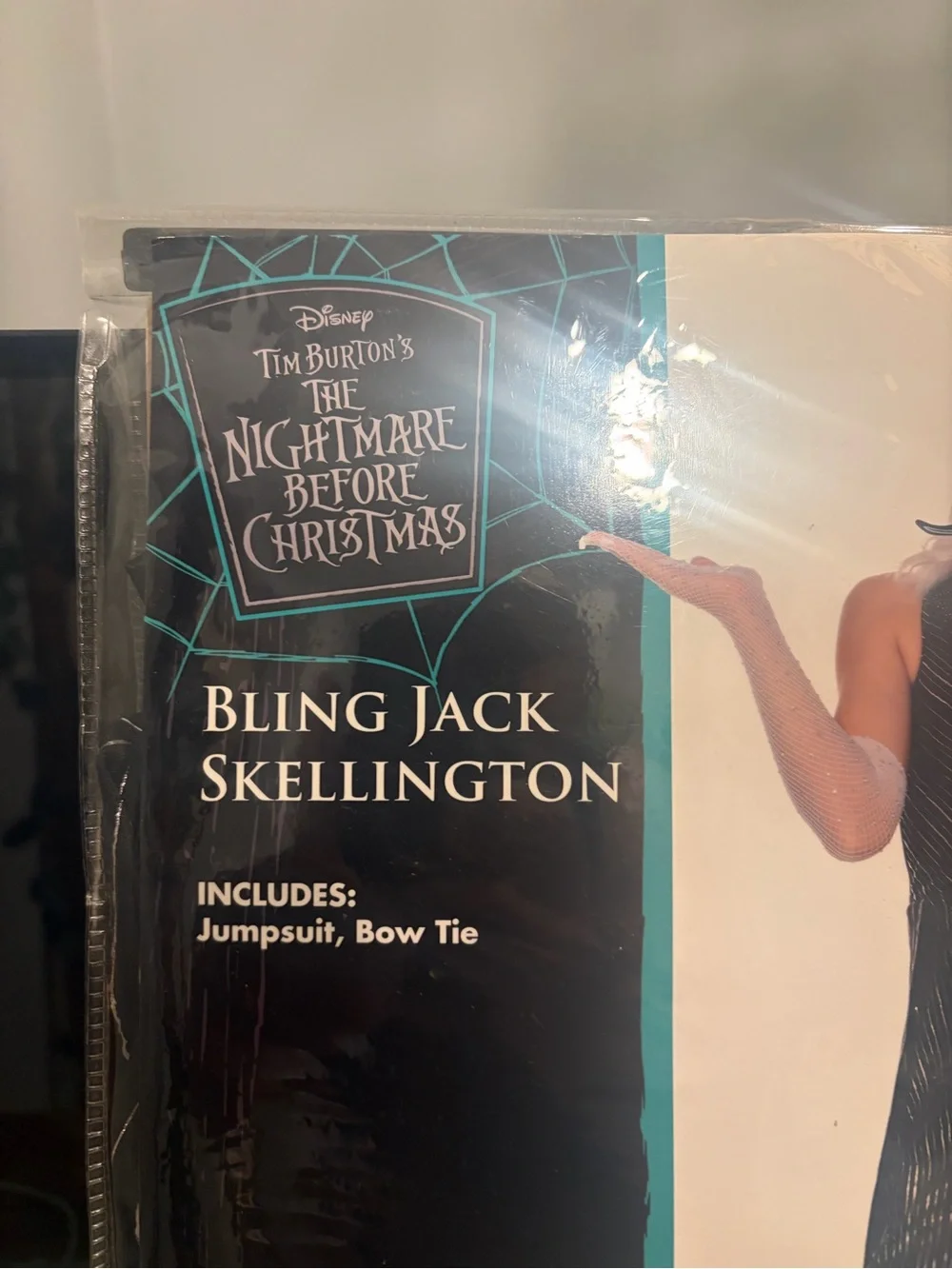 Spirit Black Bling Jack Skellington Jumpsuit with Bow Tie